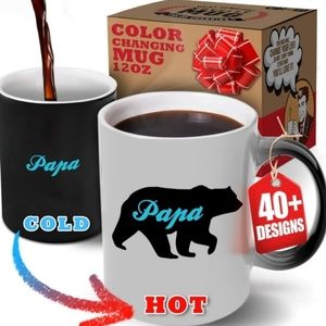 NWT! GR8am Papa Bear Black Heat Sensitive Color Changing Mug
